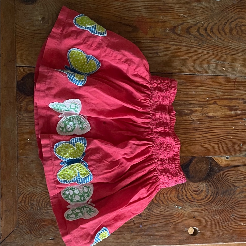 Mini Boden Pink Skirt with Butterfly Appliqué